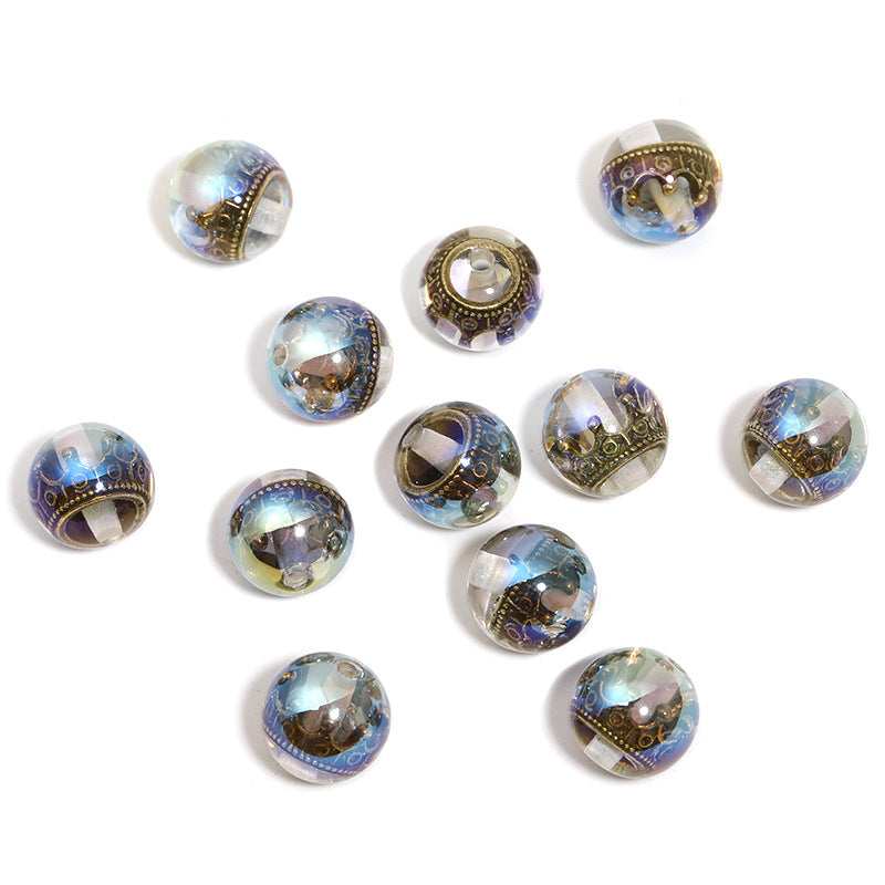 Wholesale 100pcs 16mm high transparent embedded crown resin round beads heavy industry DIY loose beadseads